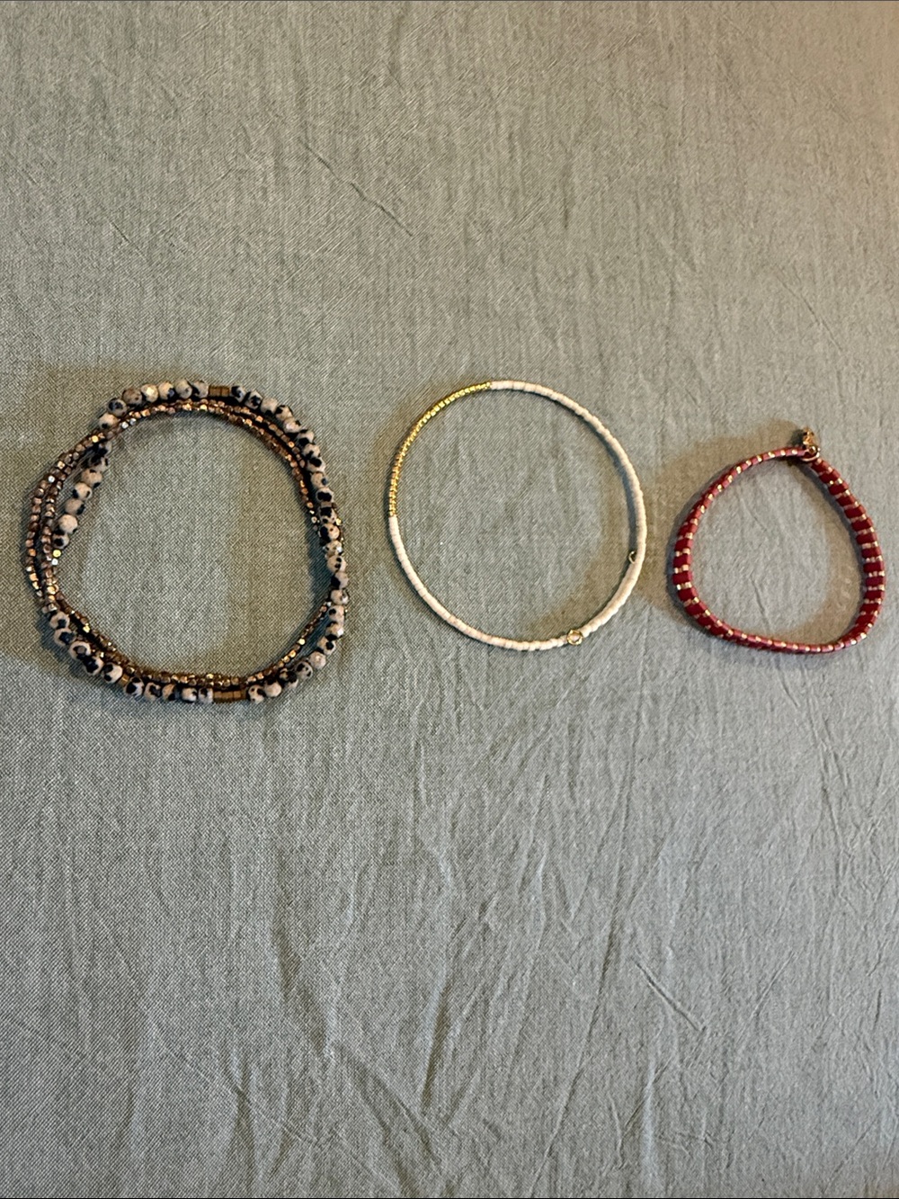 Multi-Pack Women's Beaded Bracelets - White, Black/Beige, Red